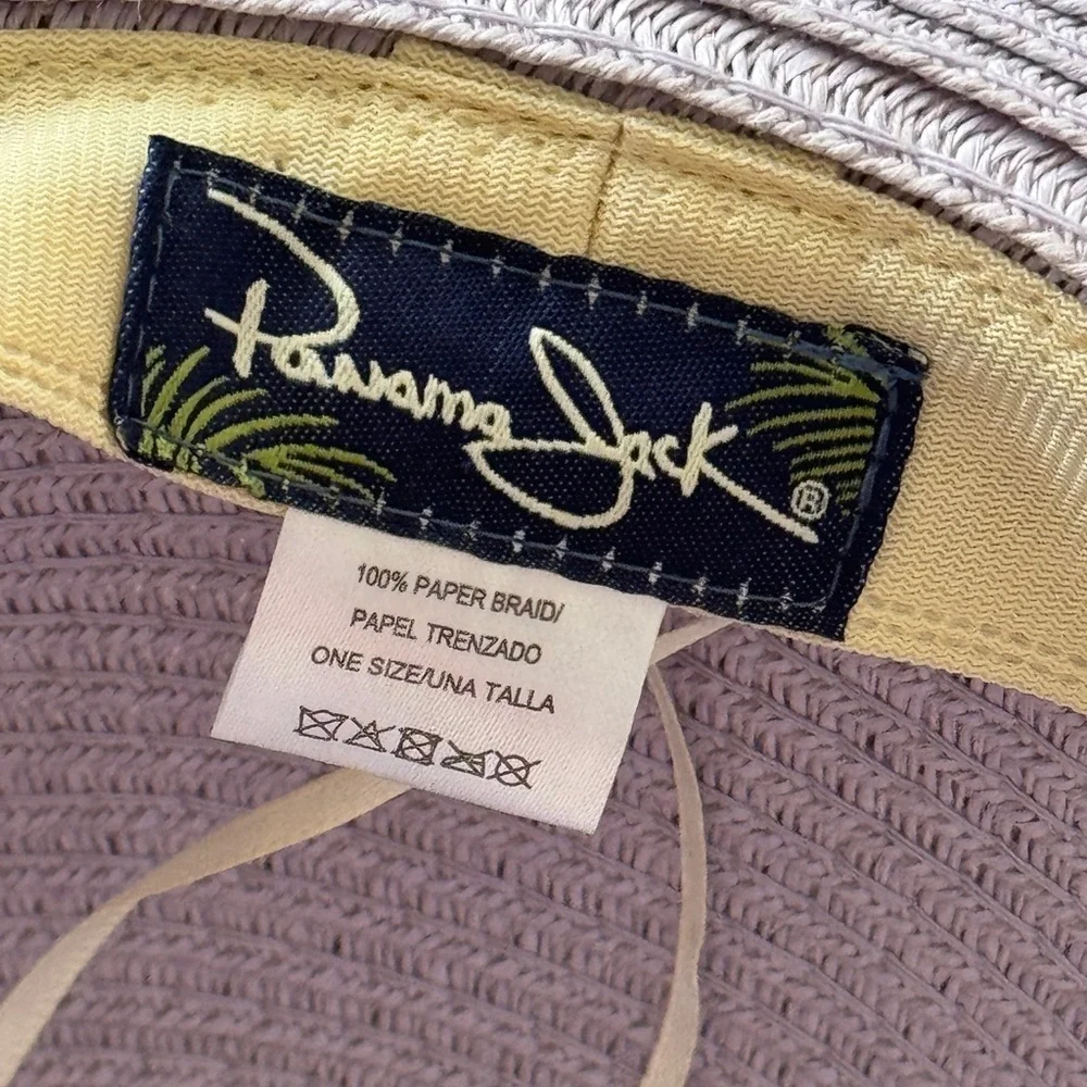 Lavender Panama Jack wide brim sun hat paper straw adjustable purple lilac - Picture 4 of 7